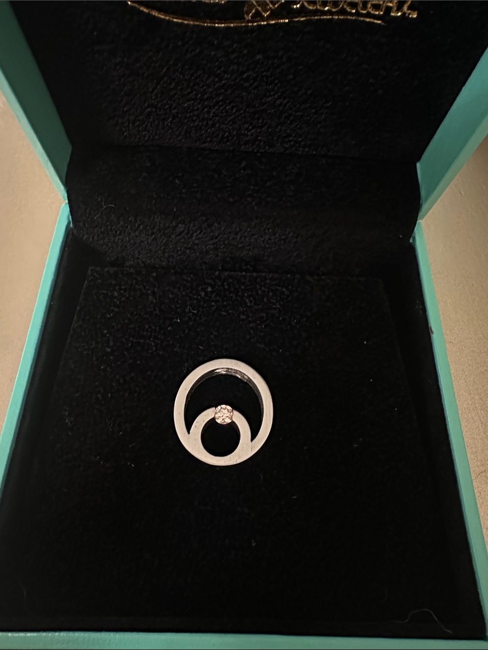 Contemporary Silver Circular Necklace Pendant with Diamond